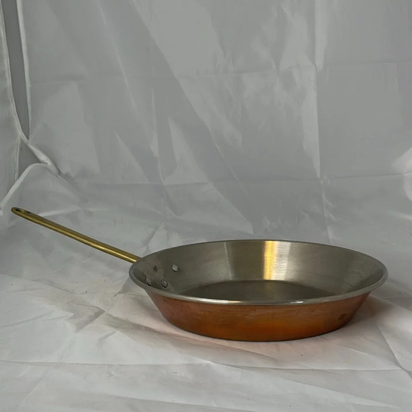 VINTAGE 90’s Copper Frying Pan Brass Handle Sauté - Picture 3 of 10